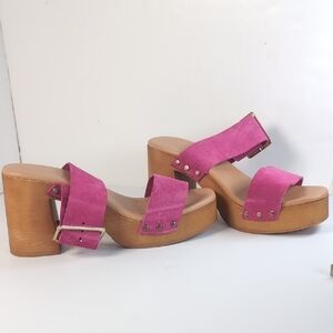 Fuchsia Suede Platform Heels